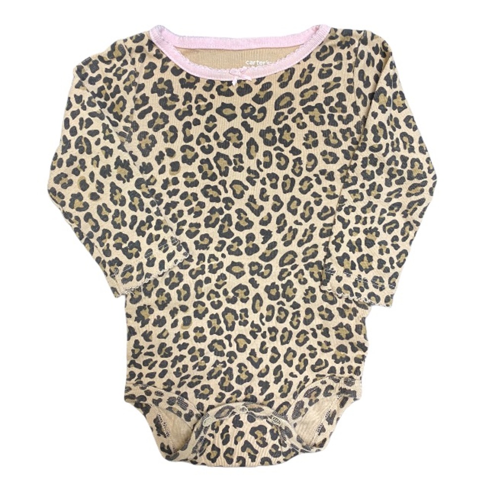6/$12 💥♻ Carter's Animal Print Brown & Black LS Onesie Bodysuit | Sz 9m | 0955
